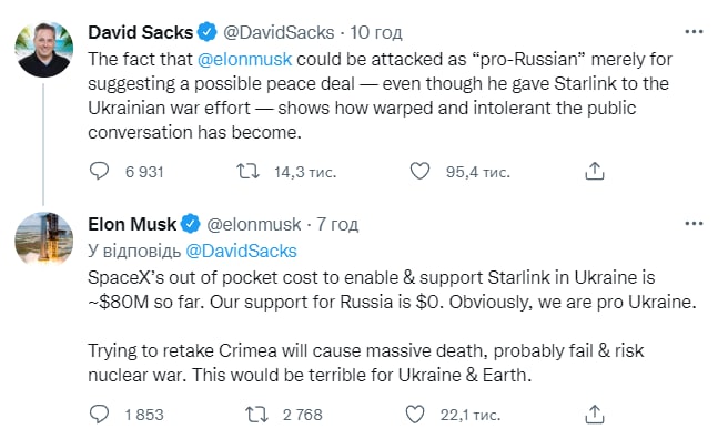Маск ответил хейтерам, обвиняющим его в пророссийской позиции после предложенного мирного плана по Украине