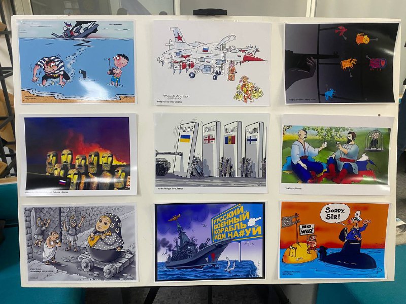 В центре Киева проходит международная выставка карикатур о войне