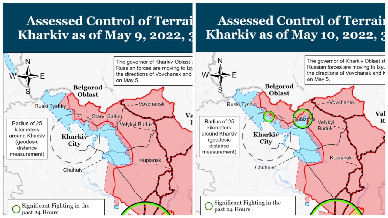 ВСУ находятся примерно в 10 километрах от границы с Россией. Карта боевых действий