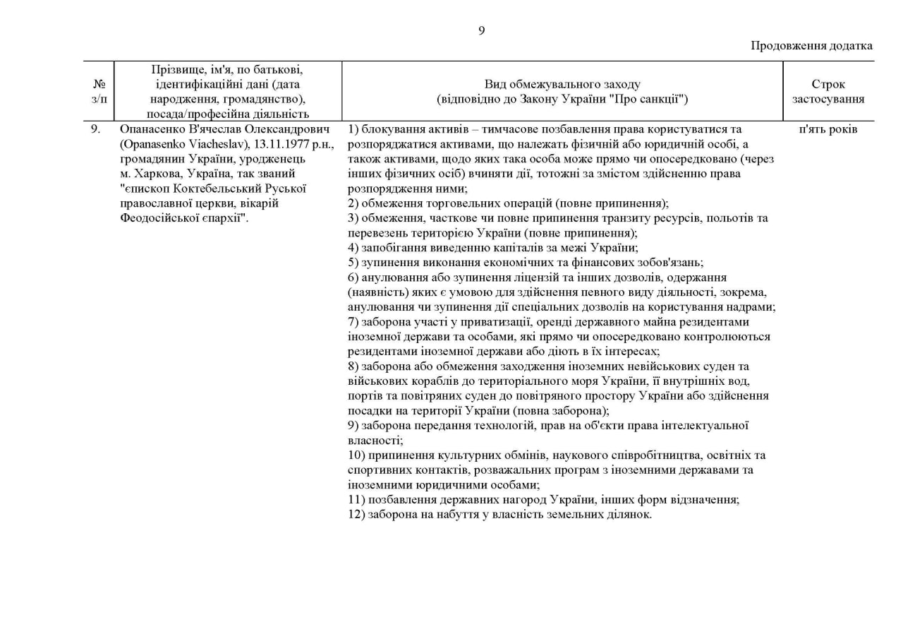 Скриншот указа, с.9