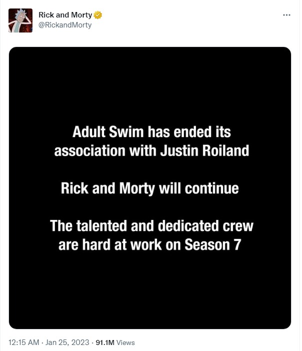Скриншот из Твиттера Рика и Морти