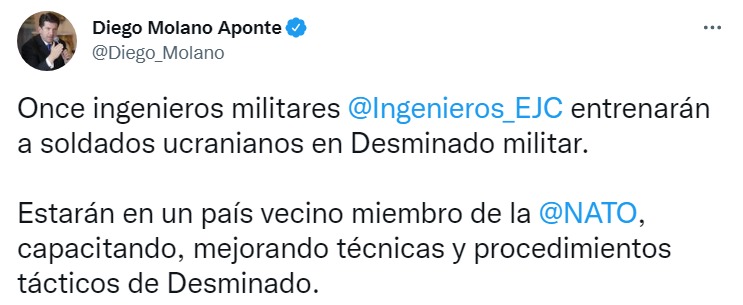 Скриншот из Твиттера Диего Молано
