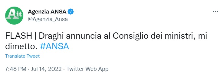 Скриншот из Телеграм ANSA