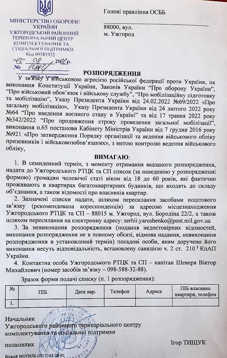 В Ужгороде хотят поквартирно переписать мужчин