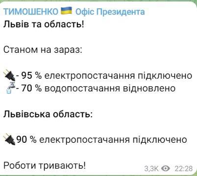 Скриншот из Телеграм Кирилла Тимошенко