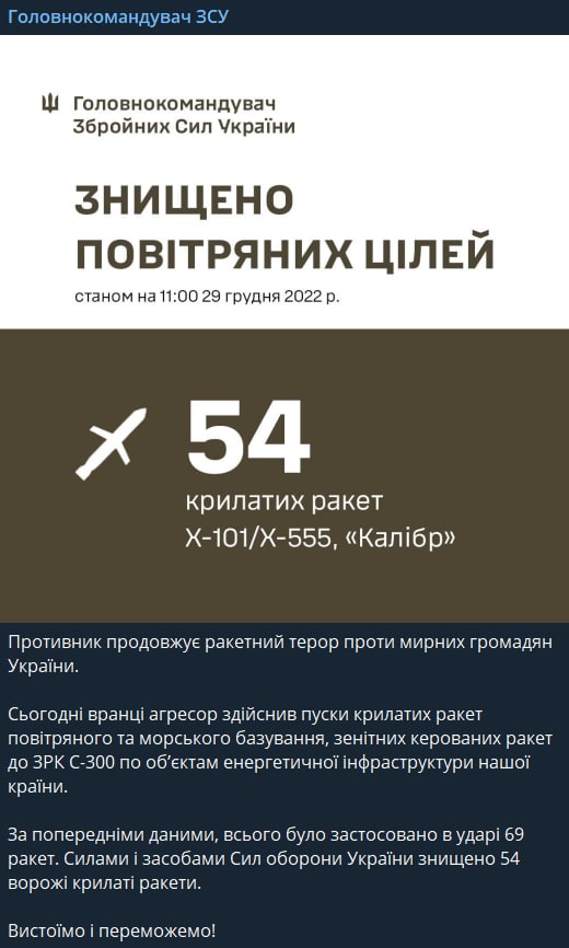 Залужный - об атаке РФ 29 декабря