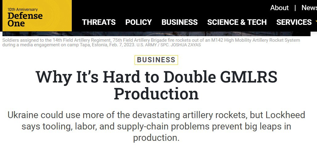 Удвоить производство ракет GMLRS для HIMARS и M270 будет сложно