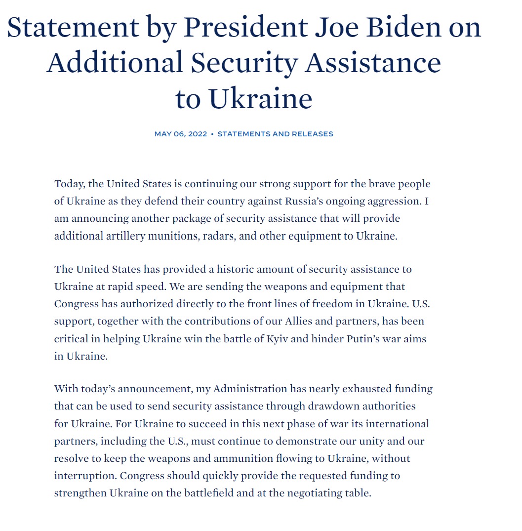 Скриншот с сайта Белого дома