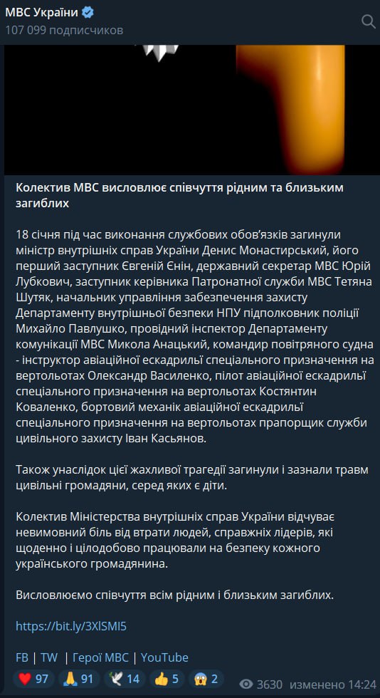 імена загиблих пілотів та пасажирів вертольота