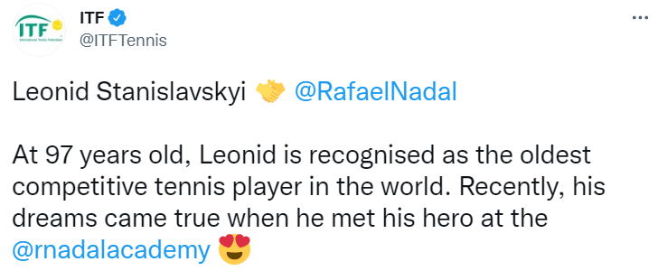 Скриншот из Твиттера ITF