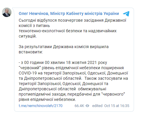 Данные по коронавирусу в Украине