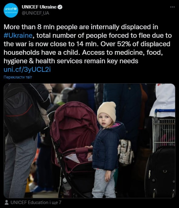 от войны в Украине бежали 14 миллионов украинцев