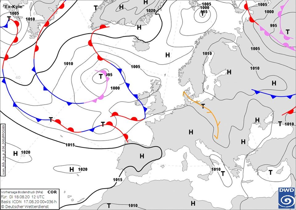 Карта погоды на 18 августа. Скриншот Фейсбук-страницы Диденко