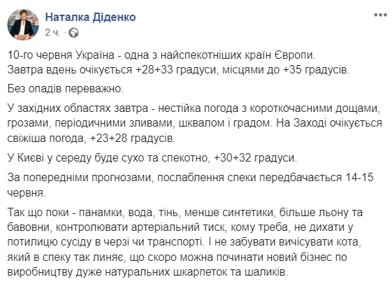 Скриншот: Facebook/ Наталья Диденко