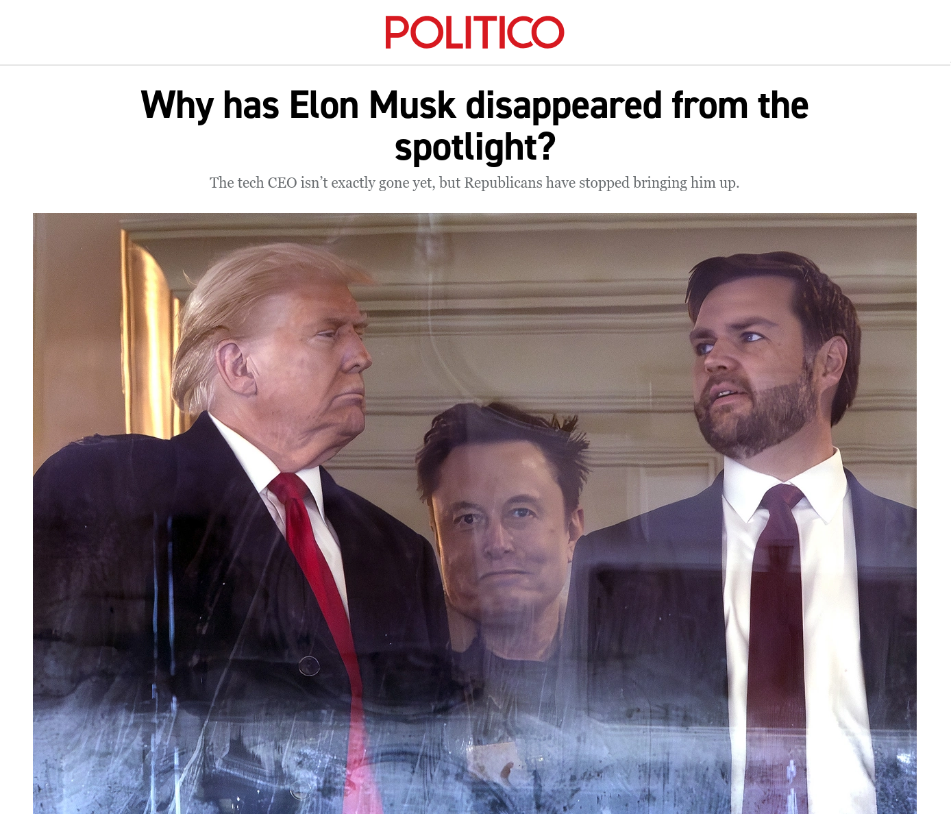 Снимок заголовка на politico.com