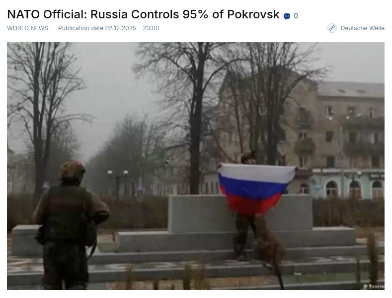 Знімок заголовка на en.bb.lv - У НАТО говорять про захоплення Покровська армією РФ