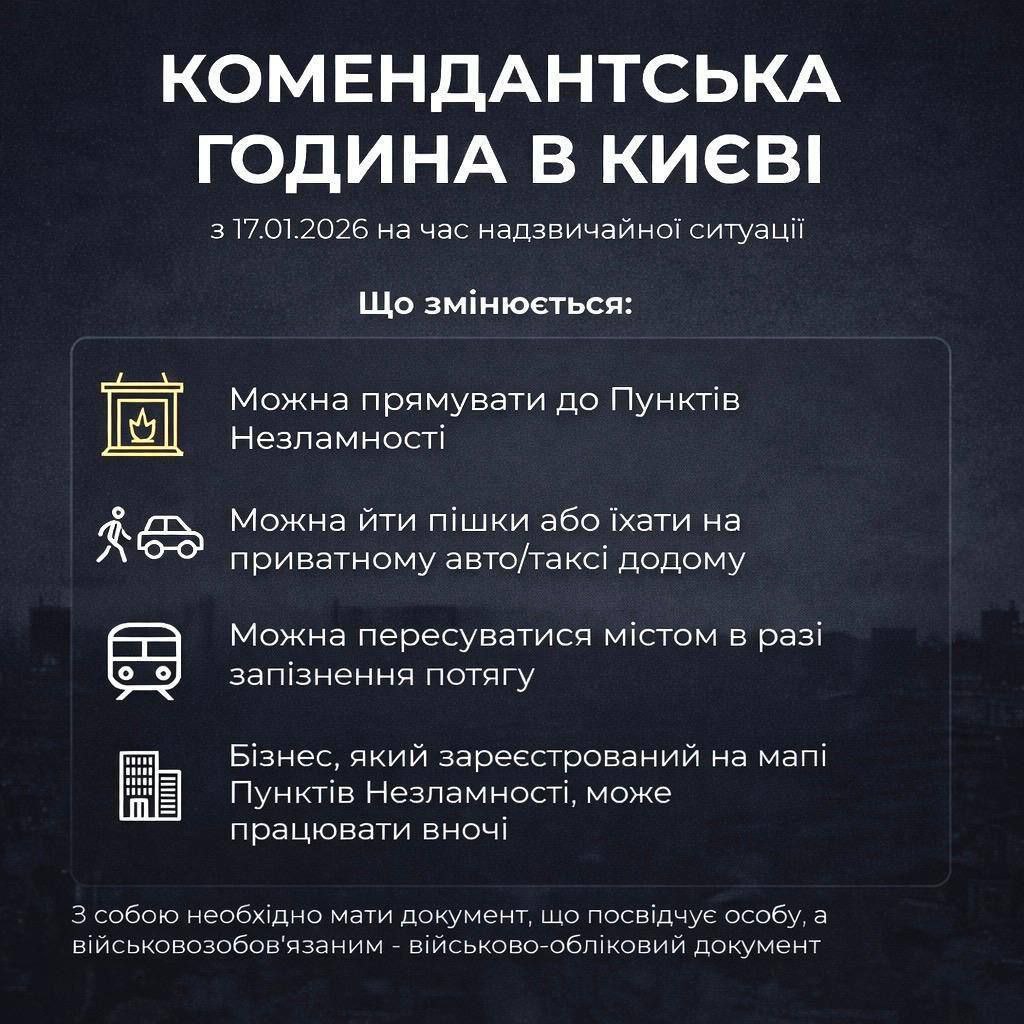 Снимок сообщения КГГА о изменениях в правилах комендантского часа